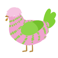 A pink and grass chicken with a bar pattern