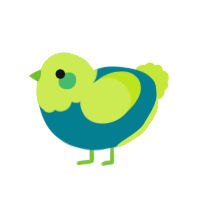 A sea and lime chicken with a head pattern