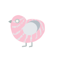 A rose and mist chicken with a bar pattern