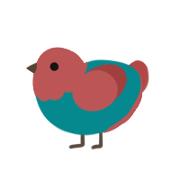 Manrantis, a teal and red chicken with a head pattern