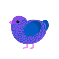 ByeByeBye, a blurple and ultramarine chicken with a lace pattern