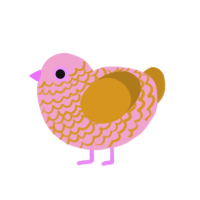 (unnamed), a pink and ochre chicken with a lace pattern