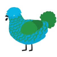 A cerulean and viridian chicken with a lace pattern