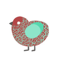 Destroyer of Worlds, a red and mint chicken with a double-lace pattern