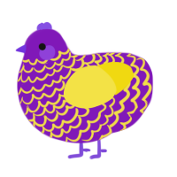 Grimace my NB icon, a violet and yellow chicken with a lace pattern