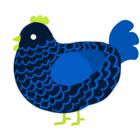 A tumblr and ultramarine chicken with a lace pattern
