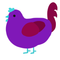 A violet and maroon chicken