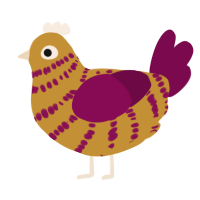 Uncrustable, a gold and wine chicken with a bar pattern