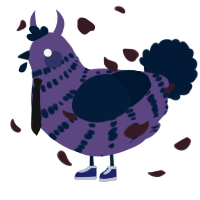 A overcast and tumblr chicken with a bar pattern
