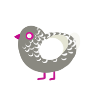 A ash and white chicken with a half-lace pattern