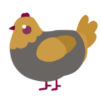 mustard, a grey and gold chicken with a head pattern