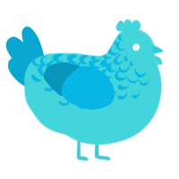 A aqua and cerulean chicken with a half-lace pattern