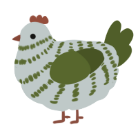 A silver and olive chicken with a bar pattern