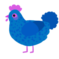 A sapphire and ultramarine chicken with a speckle pattern