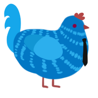 Rogun, a sapphire and sky chicken with a bar pattern