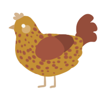 A gold and russet chicken with a speckle pattern