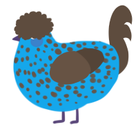 A sky and bark chicken with a speckle pattern