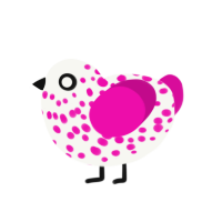 Lung, a white and fuchsia chicken with a speckle pattern