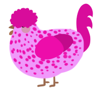 A lavender and fuchsia chicken with a speckle pattern