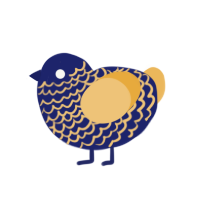 Lapis, a navy and honey chicken with a lace pattern