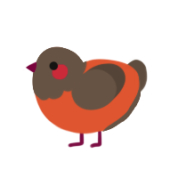 A vermilion and bark chicken with a head pattern