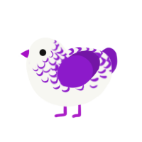 Parlet, a white and violet chicken with a half-lace pattern