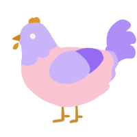 A rose and lilac chicken with a head pattern
