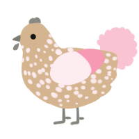 A beige and rose chicken with a speckle pattern