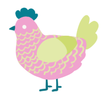 A pink and lemon chicken with a lace pattern