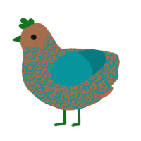 longkang turd, a brown and teal chicken with a double-lace pattern