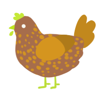 A brown and ochre chicken with a speckle pattern