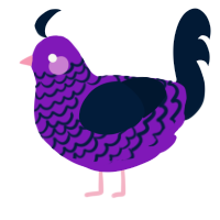 A violet and tumblr chicken with a lace pattern
