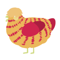 A honey and crimson chicken with a bar pattern