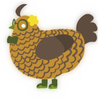 A gold and bark chicken with a lace pattern
