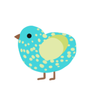 Grass, a aqua and lemon chicken with a speckle pattern