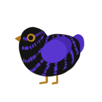 ENBY PRIDE WIP, a black and indigo chicken with a bar pattern