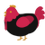 A black and crimson chicken with a head pattern