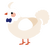 A cream chicken with a head pattern