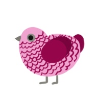 Foreboding Whispers, a pink and maroon chicken with a lace pattern