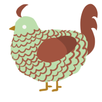 A gluppy and russet chicken with a lace pattern