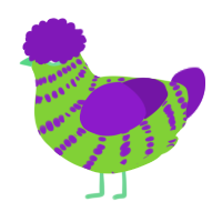 A grass and violet chicken with a bar pattern