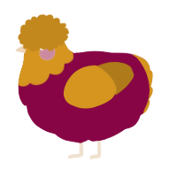 A maroon and ochre chicken with a head pattern