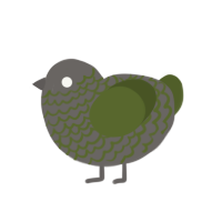 pebble, a grey and olive chicken with a lace pattern