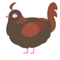 A bark and russet chicken with a neck-speckle pattern