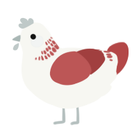 A white and red chicken with a neck-band pattern
