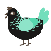 A sable and mint chicken with a half-lace pattern