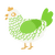 A white and grass chicken with a lace pattern