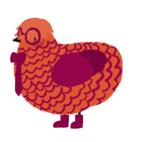 Peppergate, a vermilion and maroon chicken with a lace pattern