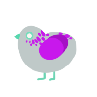 A silver and amethyst chicken with a neck-speckle pattern