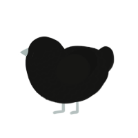 A black chicken with a lace pattern